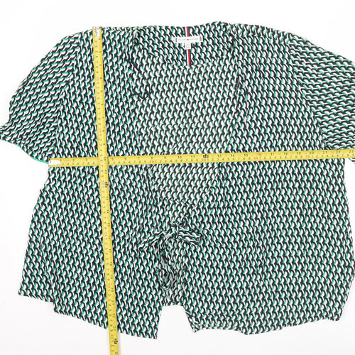Tommy Hilfiger Women’s Multicoloured Wrap Blouse UK 12 Viscose Short Sleeve
