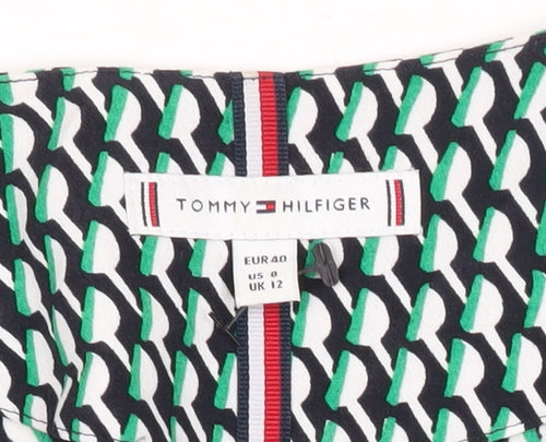 Tommy Hilfiger Women’s Multicoloured Wrap Blouse UK 12 Viscose Short Sleeve