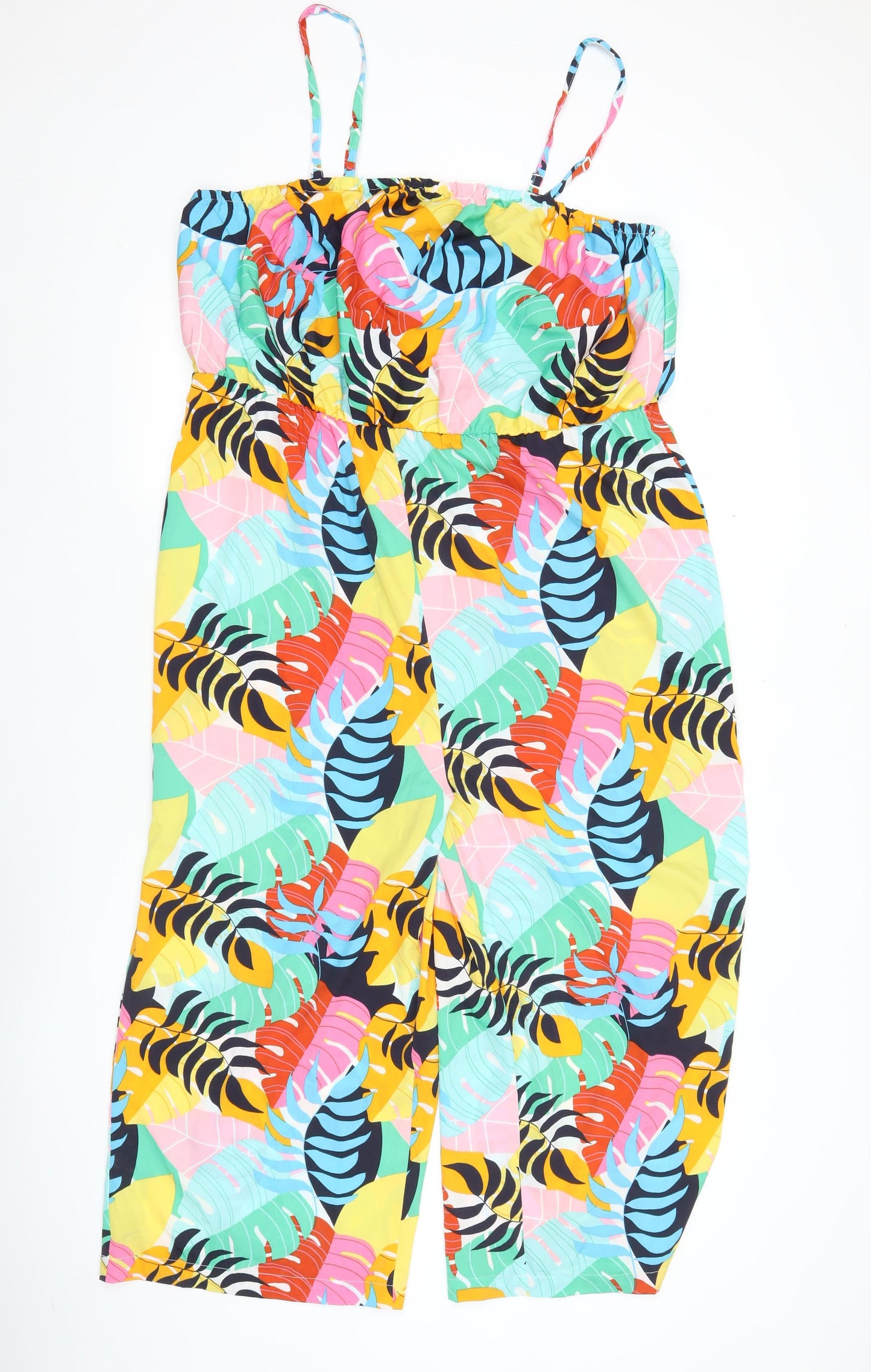 Studio Women’s Multicoloured Tropical Jumpsuit Size 16 Wide-Leg