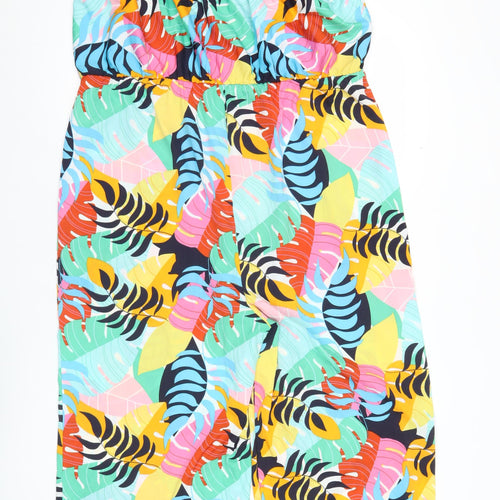 Studio Women’s Multicoloured Tropical Jumpsuit Size 16 Wide-Leg