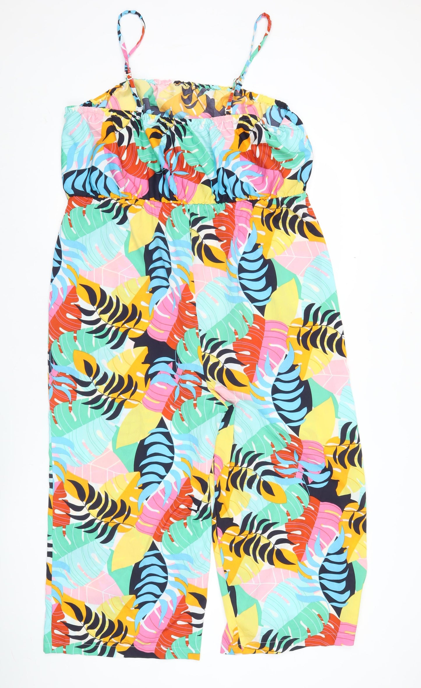 Studio Women’s Multicoloured Tropical Jumpsuit Size 16 Wide-Leg