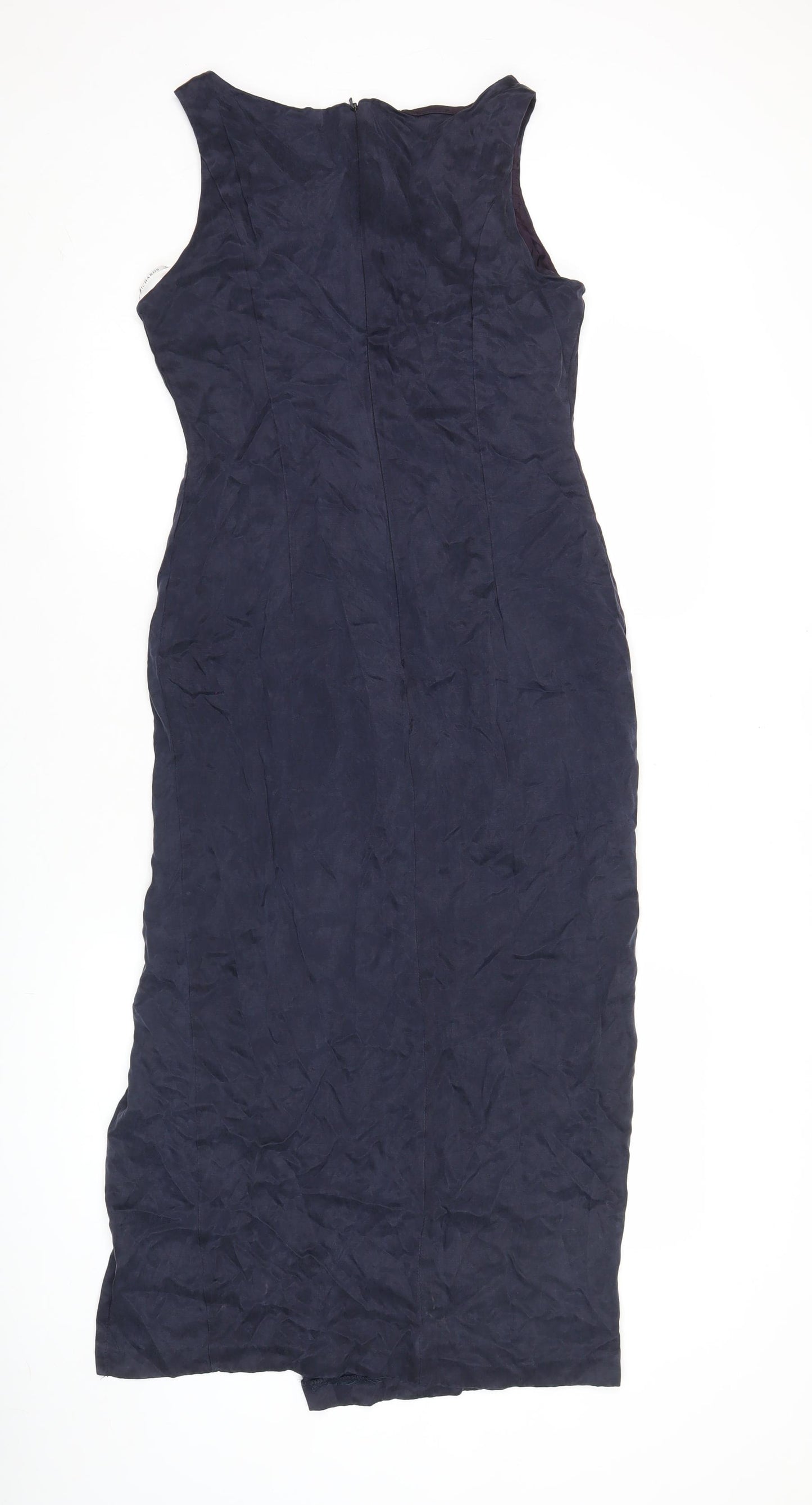 Richards Women’s Blue Cupro Sheath Midi Dress Size 10 Sleeveless