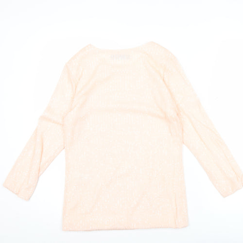 Latte Womens Beige Knit Blouse Crew Neck Long Sleeve Size M
