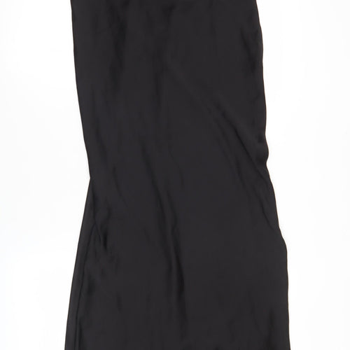 ASOS DESIGN Women’s Black Midi Slip Dress Size 12 Scoop Neck