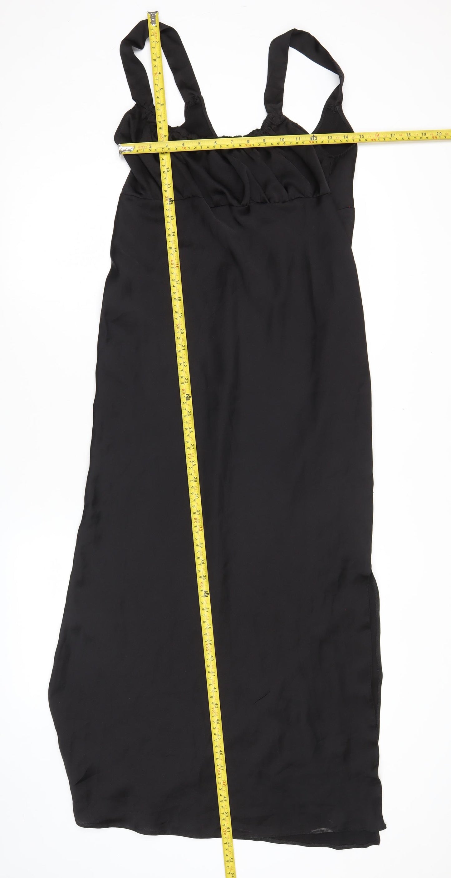 ASOS DESIGN Women’s Black Midi Slip Dress Size 12 Scoop Neck