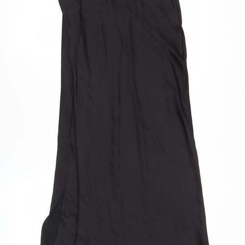 ASOS DESIGN Women’s Black Midi Slip Dress Size 12 Scoop Neck