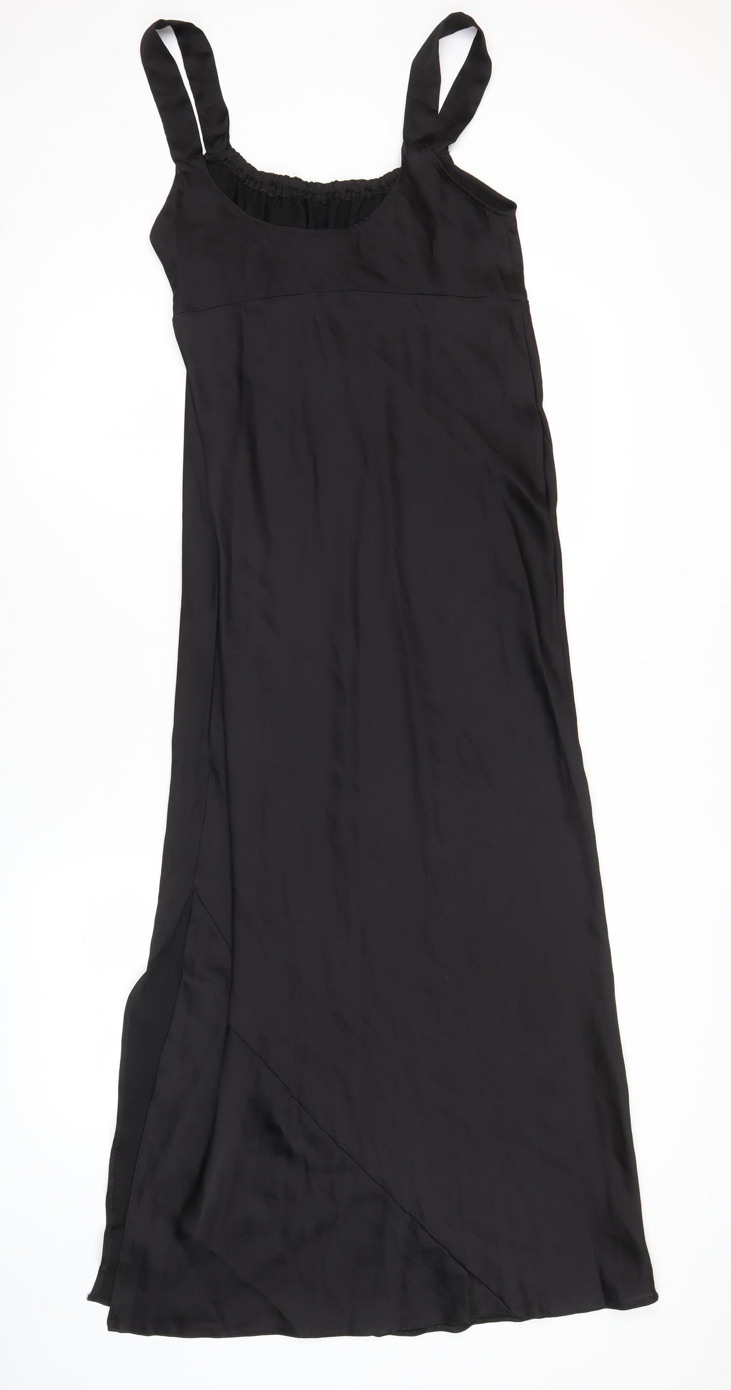 ASOS DESIGN Women’s Black Midi Slip Dress Size 12 Scoop Neck