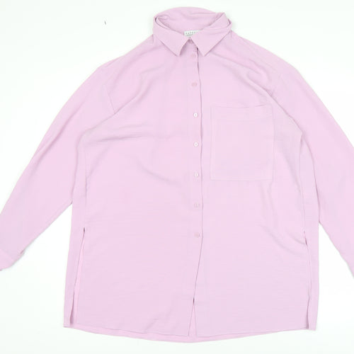 Papaya Women Pink Size 8 Long Sleeve Button-Up Shirt