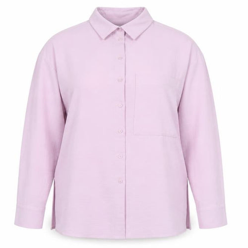 Papaya Women Pink Size 8 Long Sleeve Button-Up Shirt