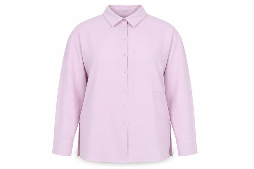 Papaya Women Pink Size 8 Long Sleeve Button-Up Shirt
