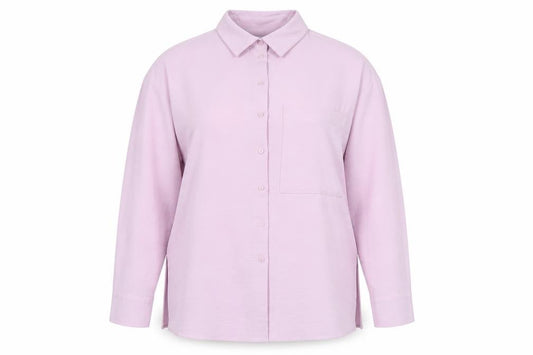 Front view of Papaya Women Pink, size 8, Long Sleeve Button-Up Shirt