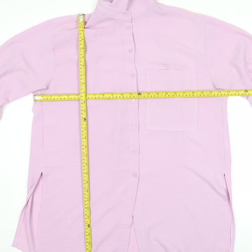 Papaya Women Pink Size 8 Long Sleeve Button-Up Shirt