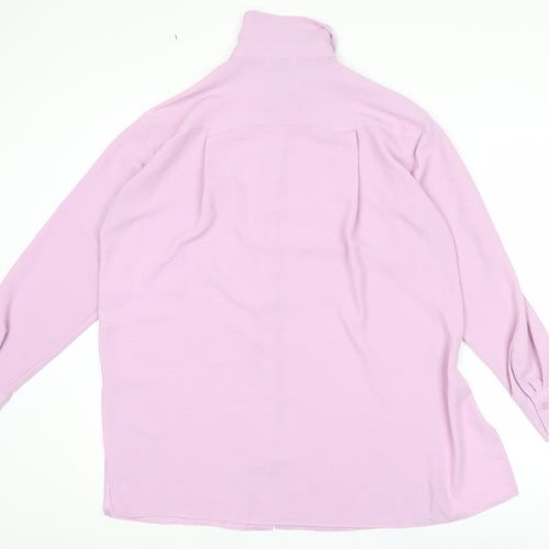 Papaya Women Pink Size 8 Long Sleeve Button-Up Shirt