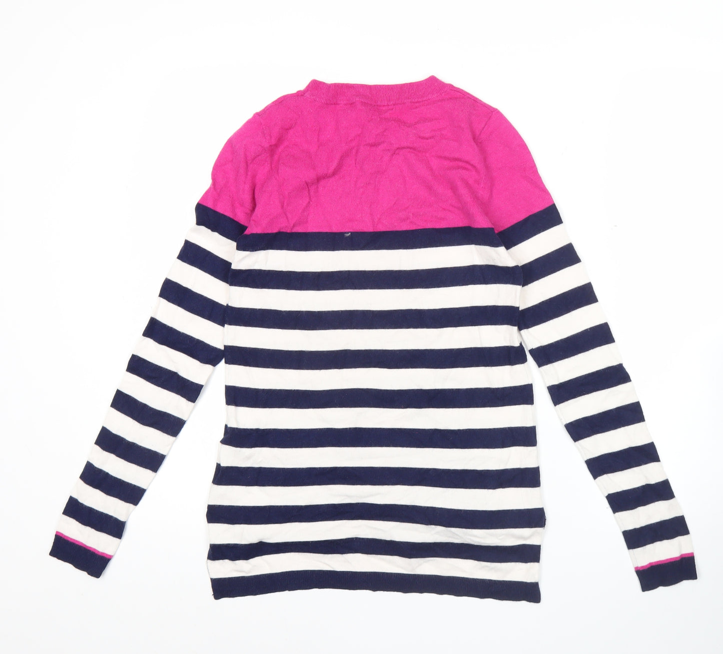 Oasis Womens XS Pink Navy White Striped Star Jumper Crew Neck