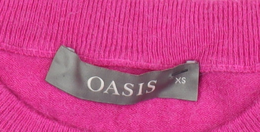 Oasis Womens XS Pink Navy White Striped Star Jumper Crew Neck