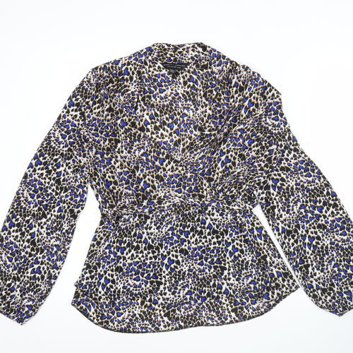 Dorothy Perkins Women’s Multicoloured Leopard Wrap Blouse UK14