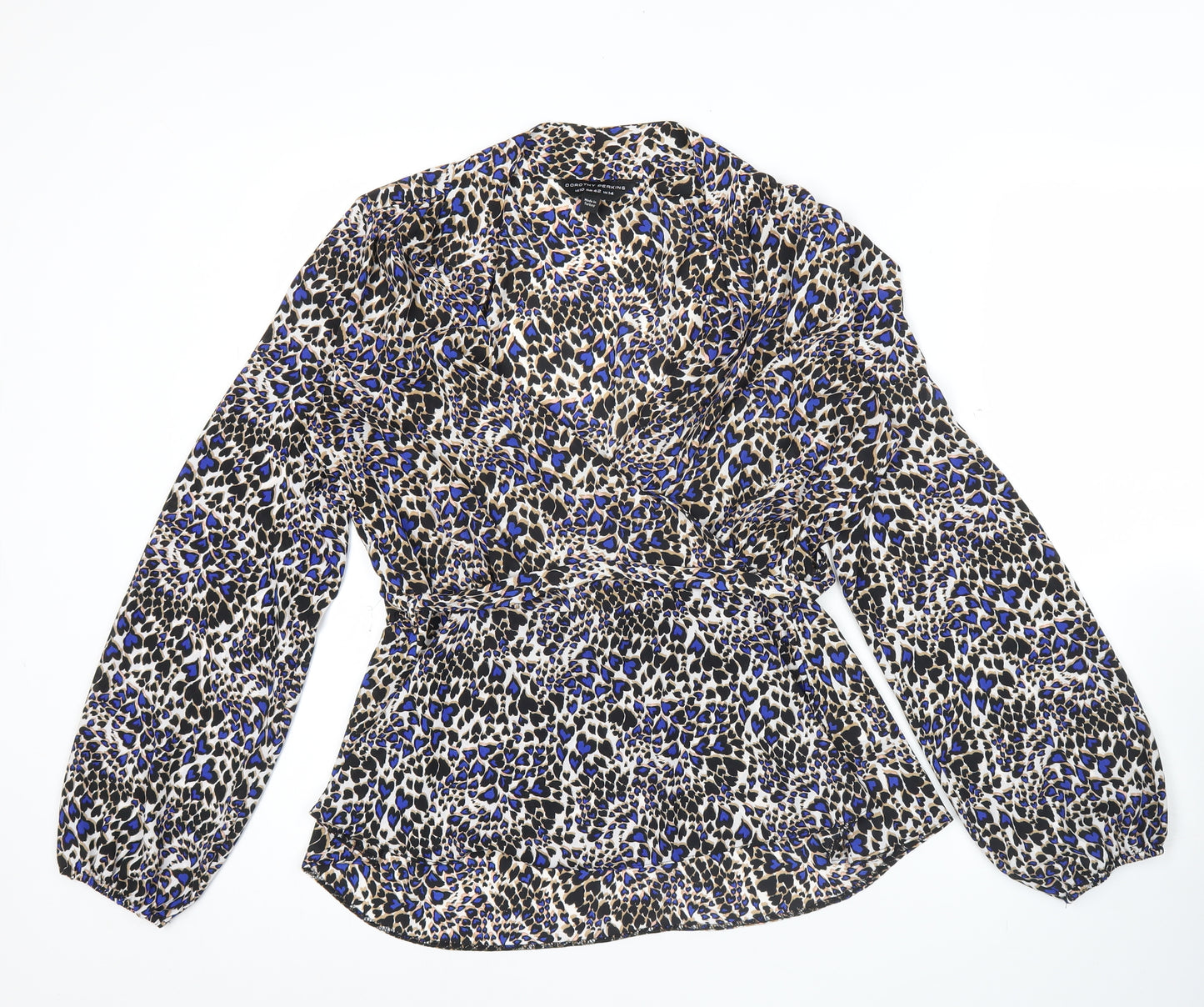 Dorothy Perkins Women’s Multicoloured Leopard Wrap Blouse UK14