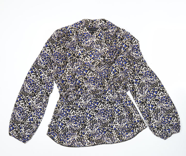 Dorothy Perkins Women’s Multicoloured Leopard Wrap Blouse UK14