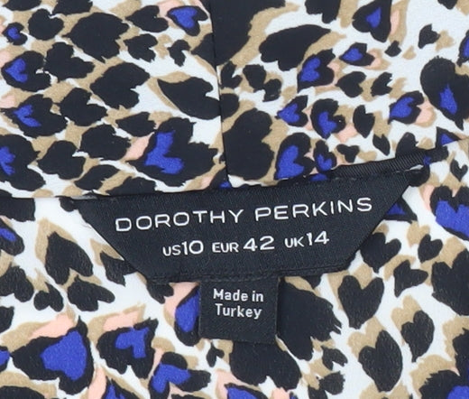 Dorothy Perkins Women’s Multicoloured Leopard Wrap Blouse UK14
