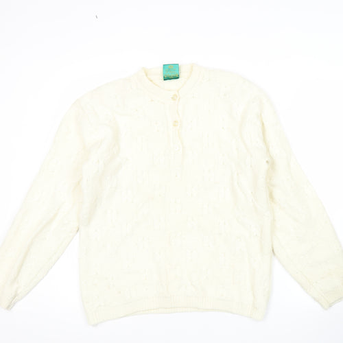 Canda Women’s Ivory Henley Jumper Size 14 Wool Blend Knit