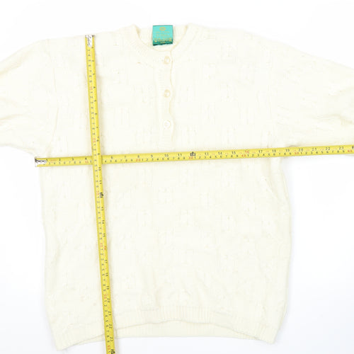 Canda Women’s Ivory Henley Jumper Size 14 Wool Blend Knit
