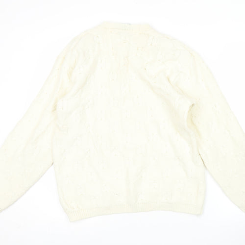 Canda Women’s Ivory Henley Jumper Size 14 Wool Blend Knit