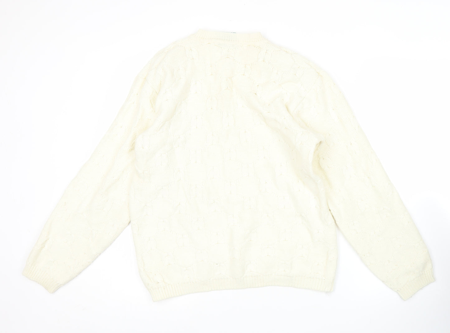 Canda Women’s Ivory Henley Jumper Size 14 Wool Blend Knit