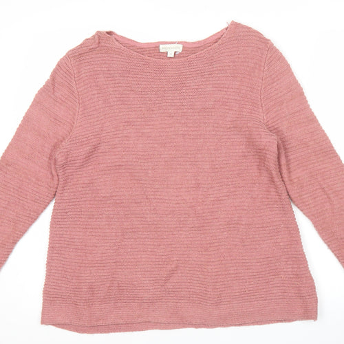Monsoon Womens Pink Knit Pullover Jumper M Long Sleeve Boat Neck