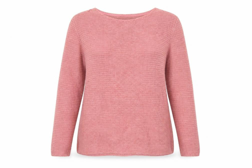 Front view of Monsoon women’s pink knit jumper m long sleeve boat neck