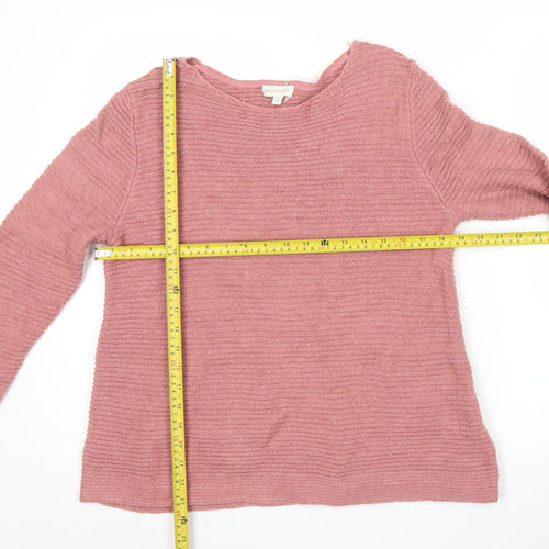 Monsoon Womens Pink Knit Pullover Jumper M Long Sleeve Boat Neck