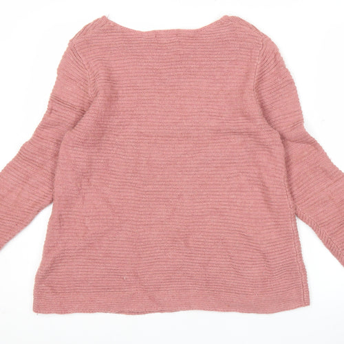 Monsoon Womens Pink Knit Pullover Jumper M Long Sleeve Boat Neck