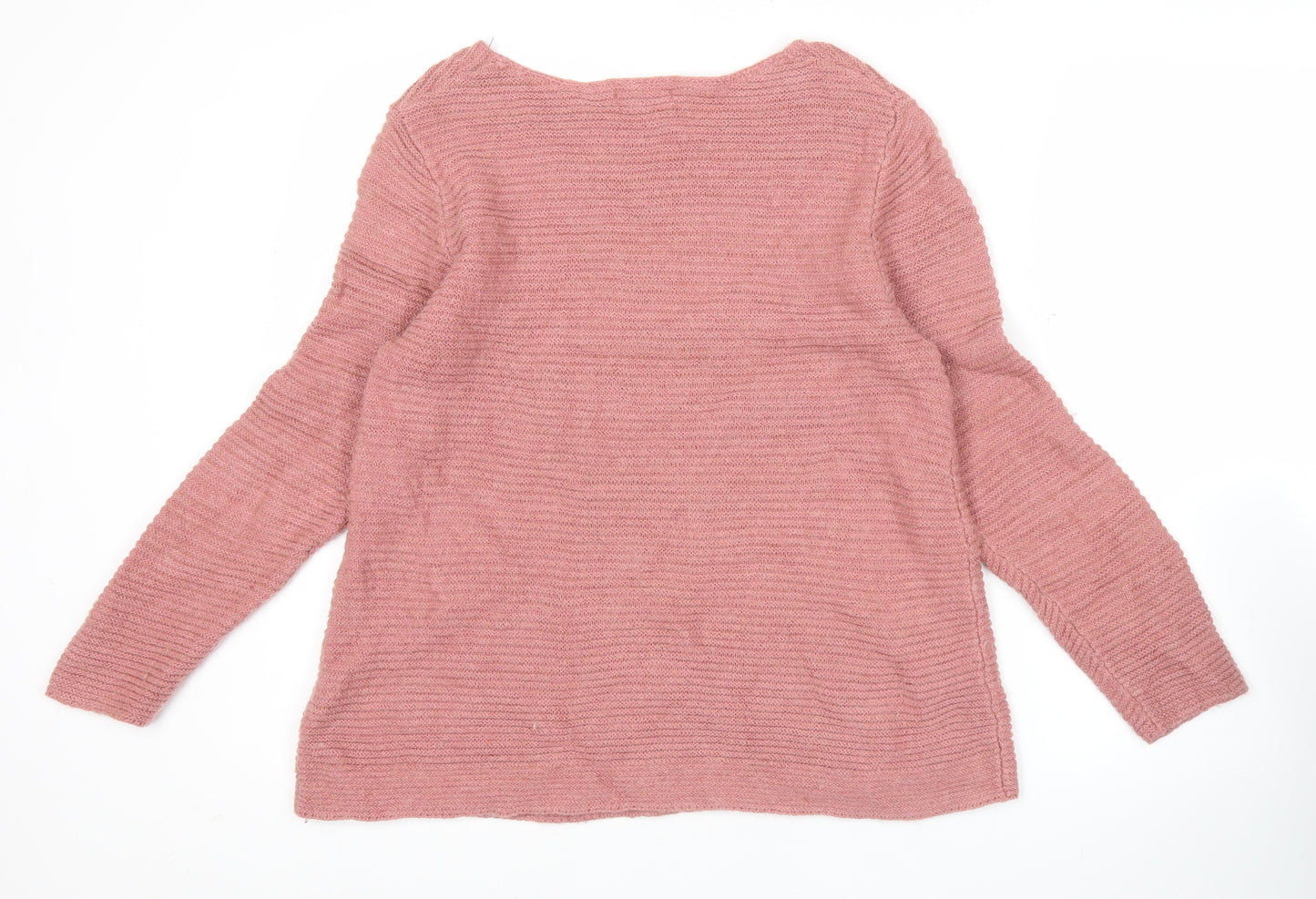 Monsoon Womens Pink Knit Pullover Jumper M Long Sleeve Boat Neck