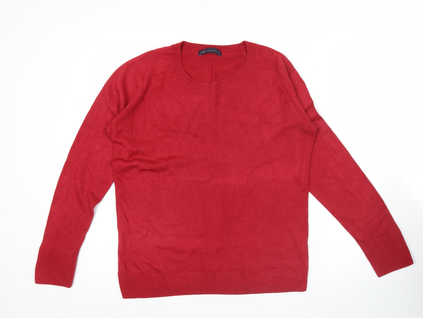 Marks and Spencer Womens Red Acrylic Pullover Jumper UK 12