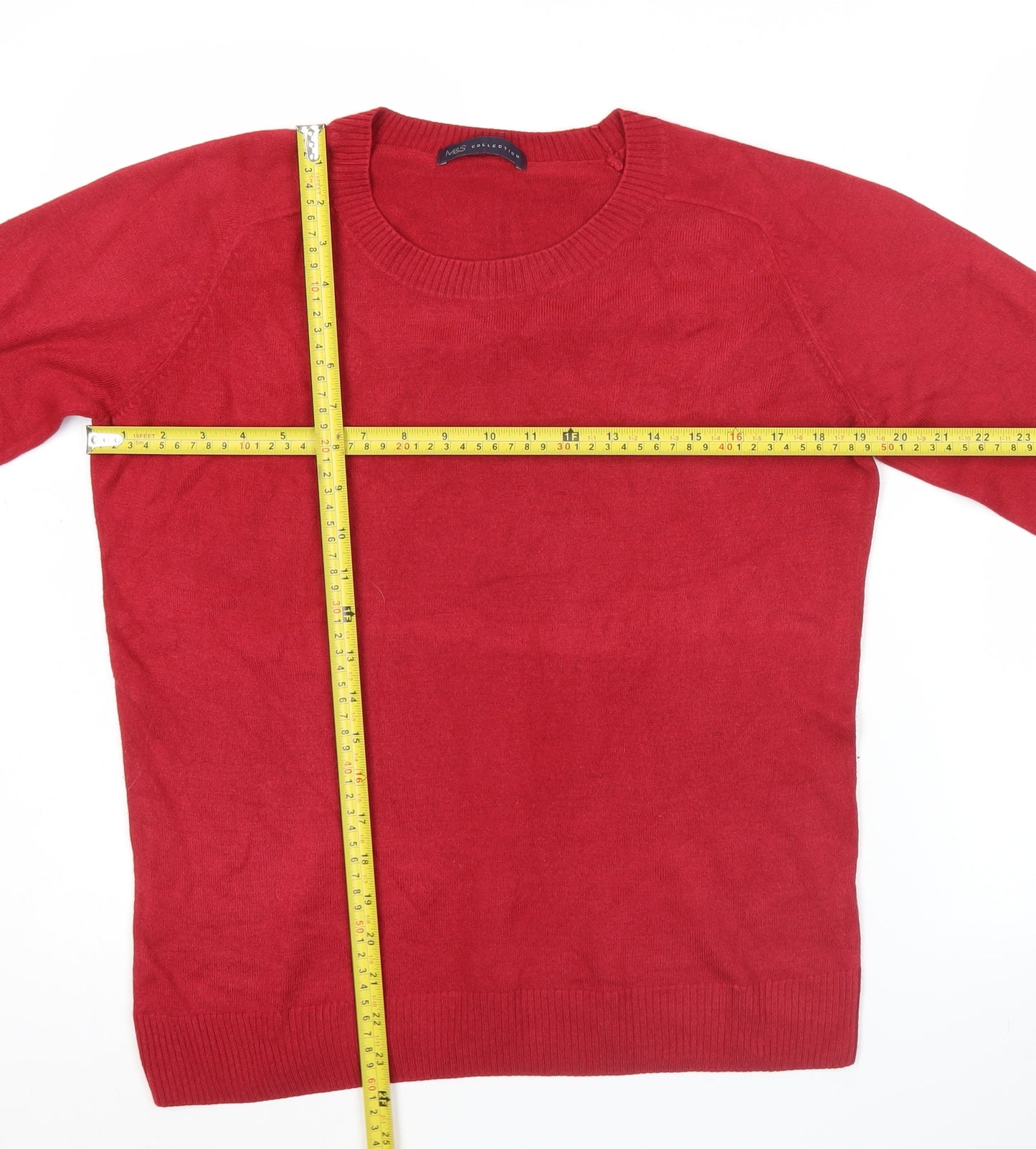 Marks and Spencer Womens Red Acrylic Pullover Jumper UK 12