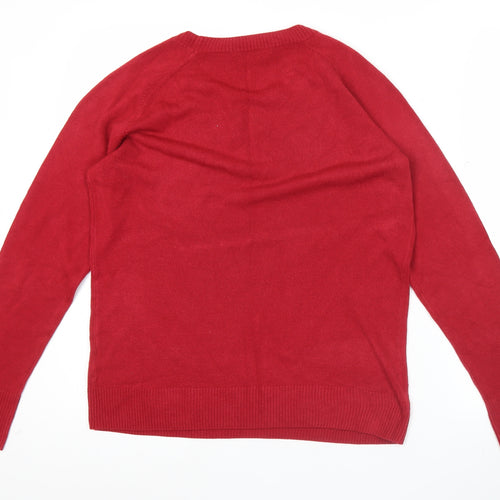 Marks and Spencer Womens Red Acrylic Pullover Jumper UK 12