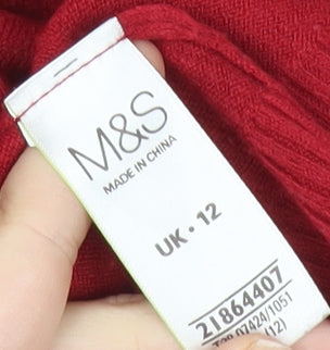 Marks and Spencer Womens Red Acrylic Pullover Jumper UK 12