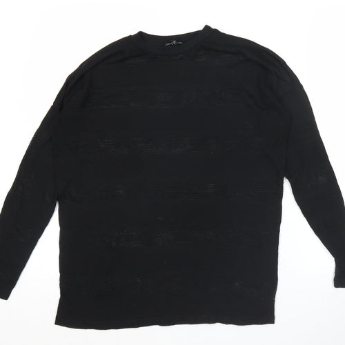 Next Womens Black Open-Knit Pullover Jumper Size 10
