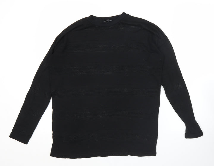 Next Womens Black Open-Knit Pullover Jumper Size 10