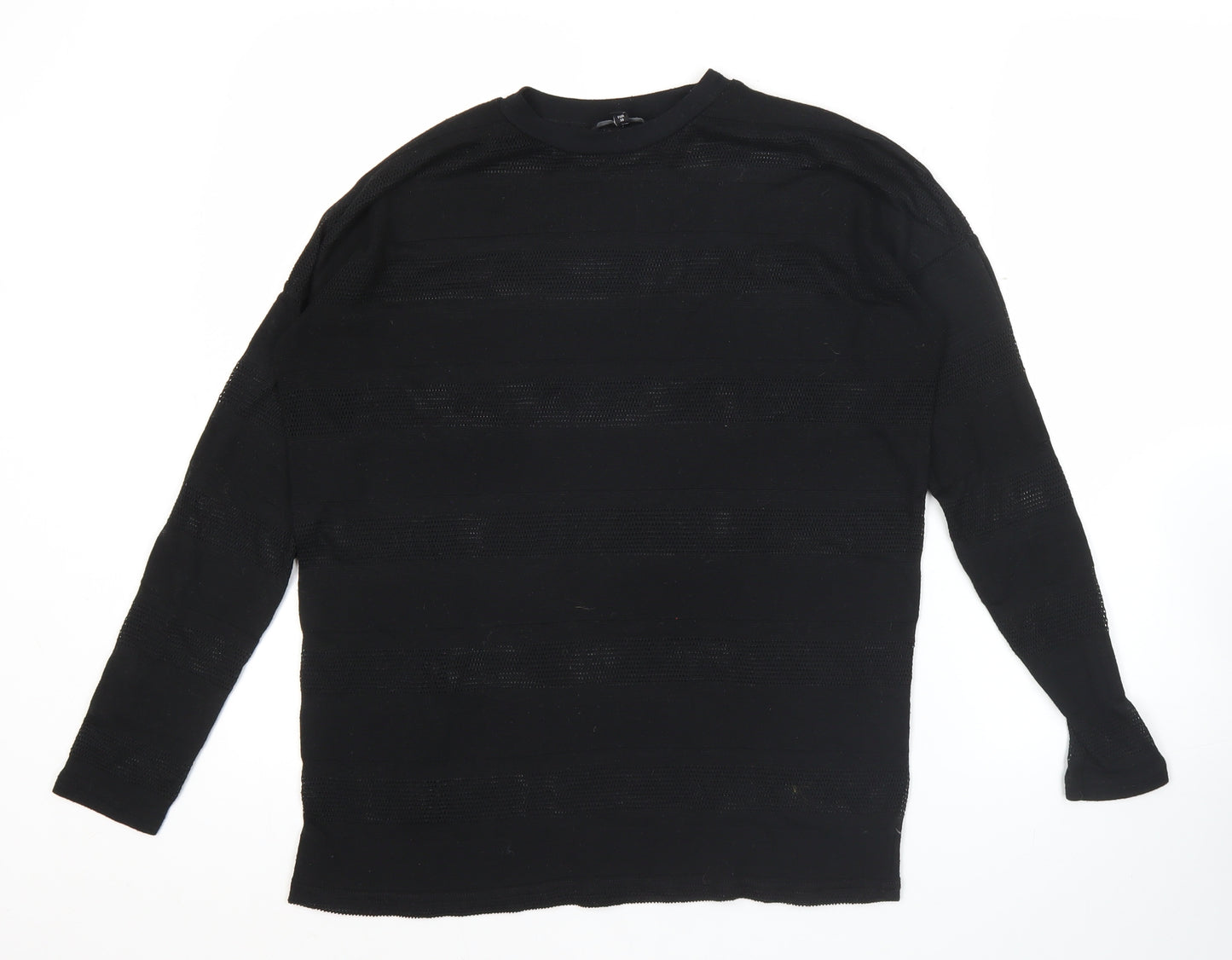 Next Womens Black Open-Knit Pullover Jumper Size 10