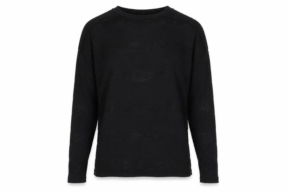 Front view of Next women’s black open-knit jumper, size UK 10