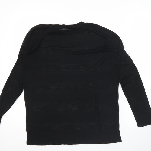 Next Womens Black Open-Knit Pullover Jumper Size 10