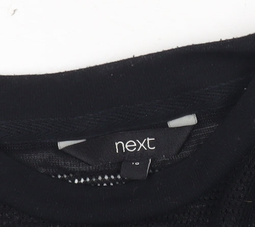 Next Womens Black Open-Knit Pullover Jumper Size 10