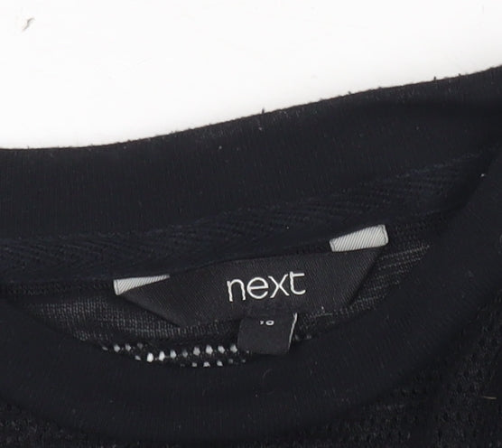 Next Womens Black Open-Knit Pullover Jumper Size 10
