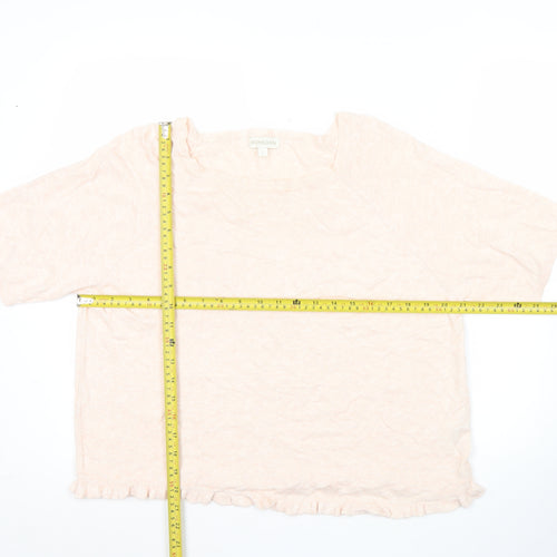 Monsoon Womens Pink Linen Blend Scoop Neck Pullover Jumper L