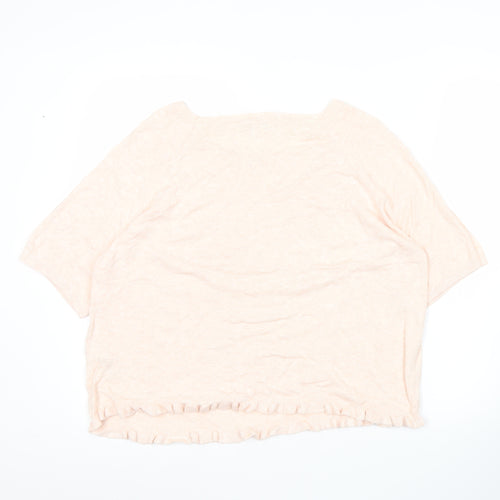Monsoon Womens Pink Linen Blend Scoop Neck Pullover Jumper L