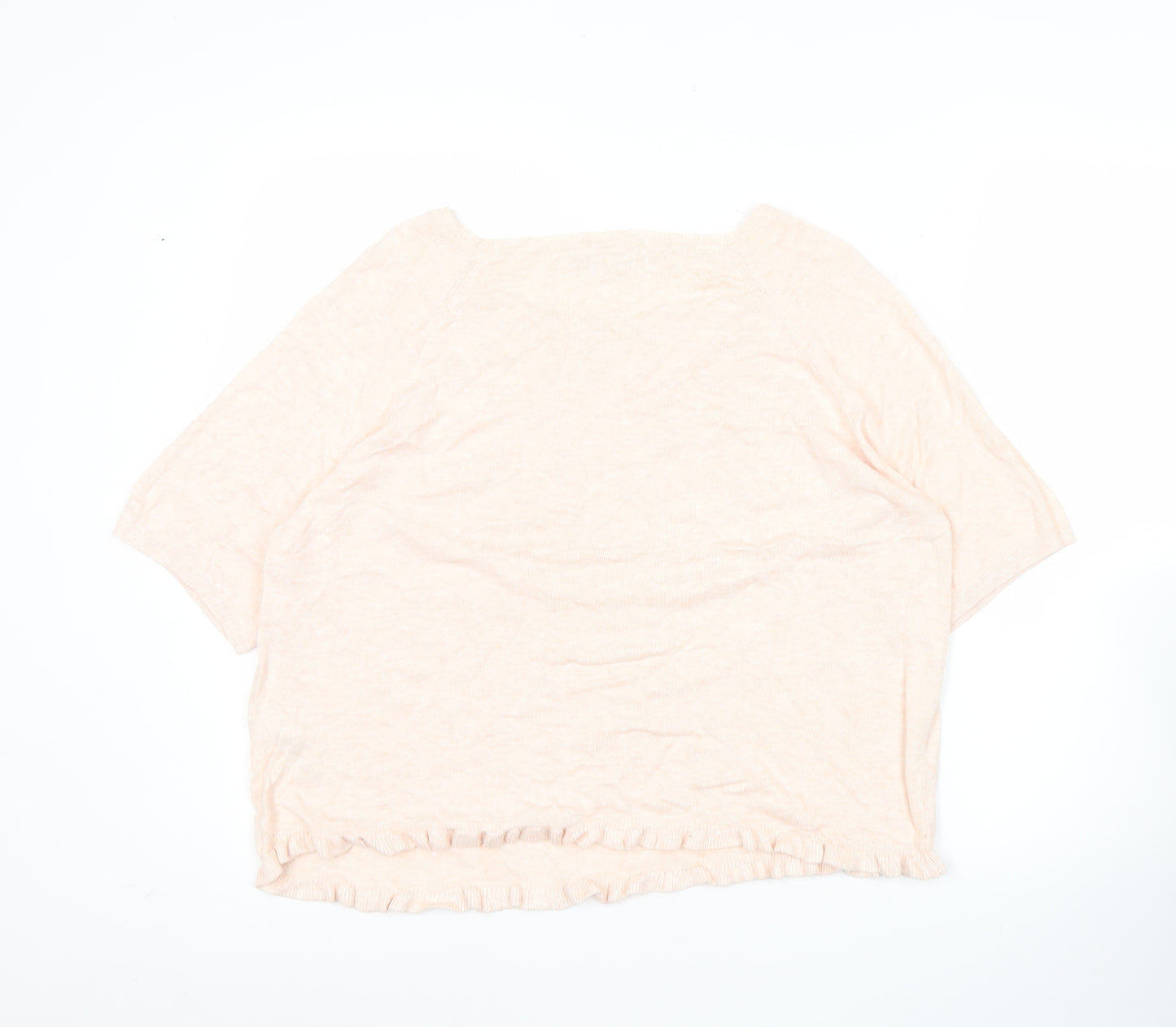 Monsoon Womens Pink Linen Blend Scoop Neck Pullover Jumper L