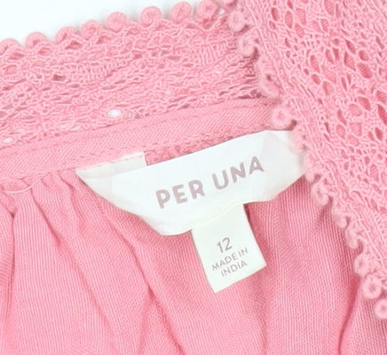 Marks and Spencer Women’s Pink Size 12 Embroidered Camisole Blouse