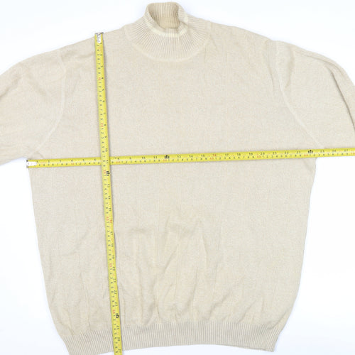 Thomas Nash Men’s Beige Cotton Mock Neck Jumper Size L