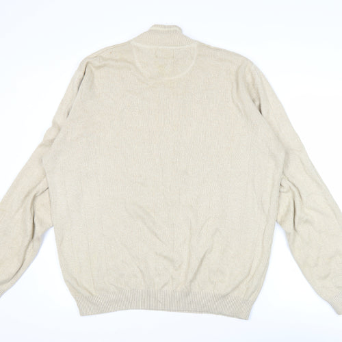 Thomas Nash Men’s Beige Cotton Mock Neck Jumper Size L
