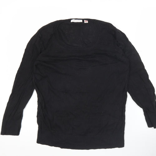 Uniqlo Men's Black Medium Pullover Jumper Linen Cotton Blend